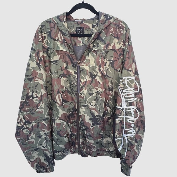 Punk Royal Camouflage Camo Graffiti Print Lightweight Jacket Mens L Streetwear - Picture 1 of 9